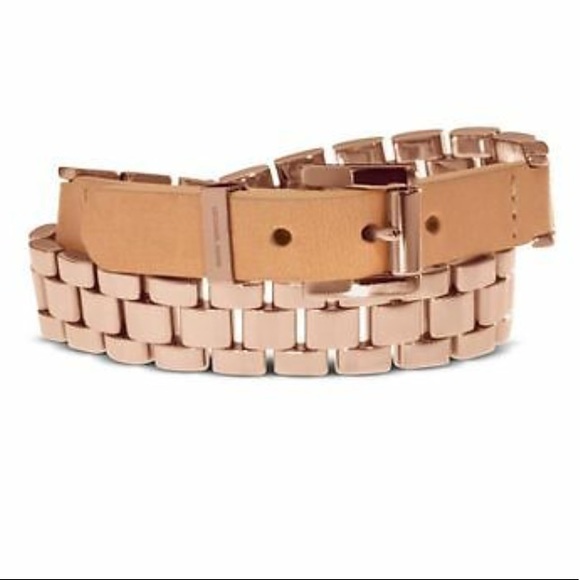 Michael Kors rose gold leather wrap bracelet
